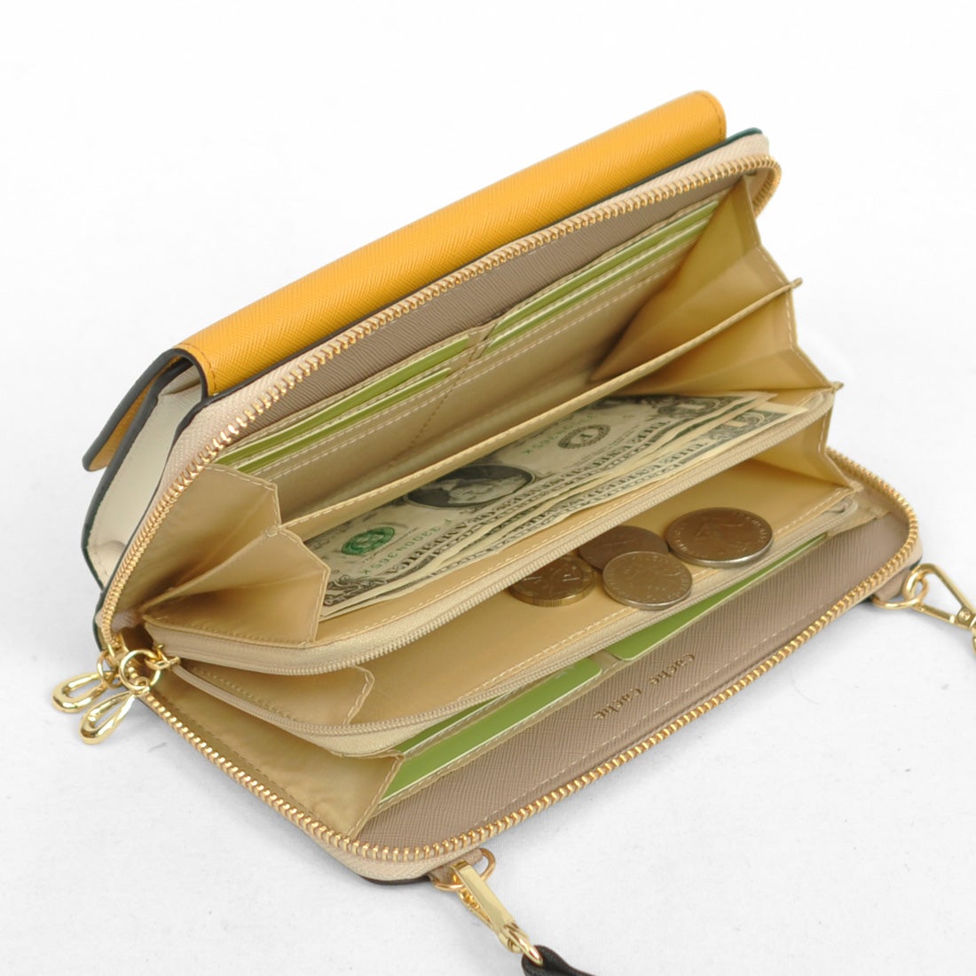 【色: グレー】[カシュカシュ] コンビカラーお財布ショルダーバッグ 11-00115マチ