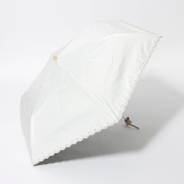 
                    フローラルラメ刺繍折りたたみ日傘 （WH）