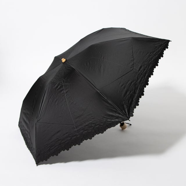
                    軽量フラワー刺繍カーボン折りたたみ日傘 （BK）