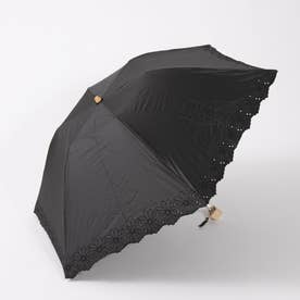 UV カット率99％以上  PUフラワーポーラー刺繍ミニ折りたたみ傘 （BK）