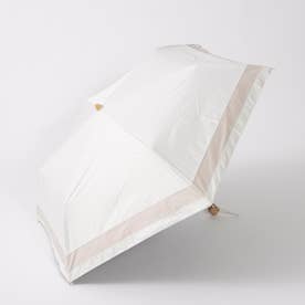 UV カット率99％以上  PU切り継ぎボーダーミニ折りたたみ傘 （WH）