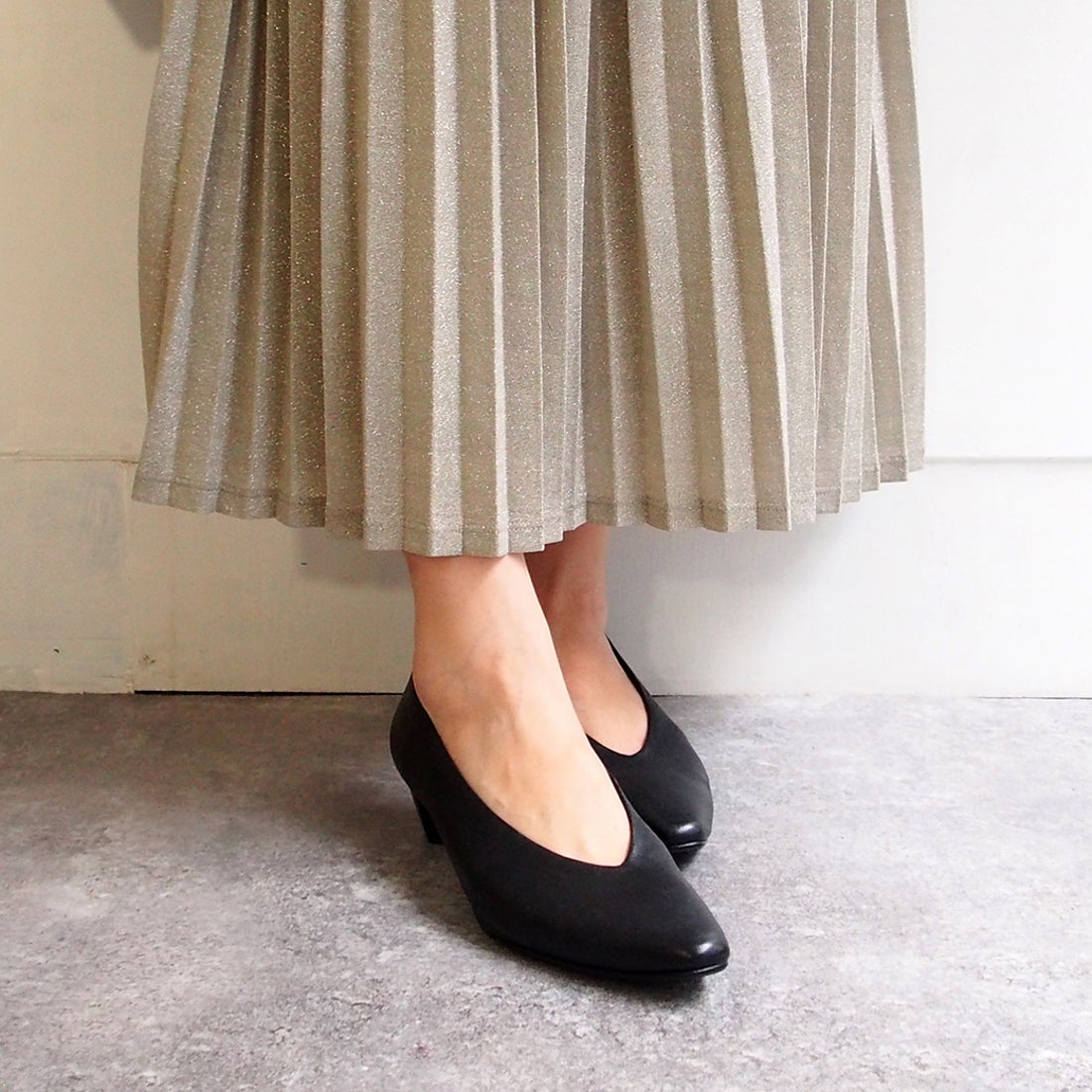 23.5cm【美品】サヴァサヴァ cavacava パンプス チャンキーヒール 