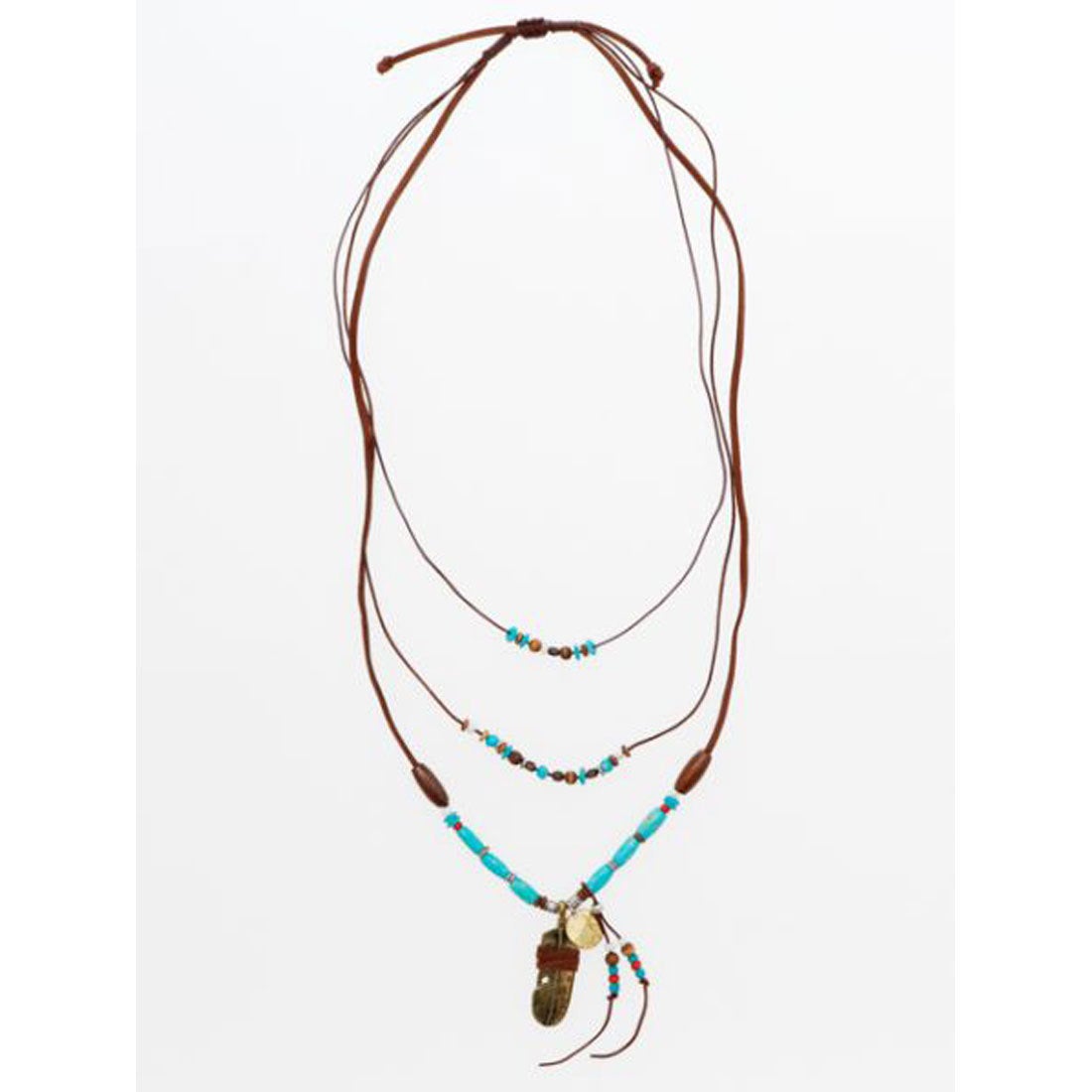 チャイハネ】インディアンジュエリー調メンズ3連ネックレス ブラウン 