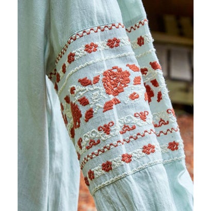 チャイハネ】花＆鳥刺繍ワンピース グリーン -ファッション通販