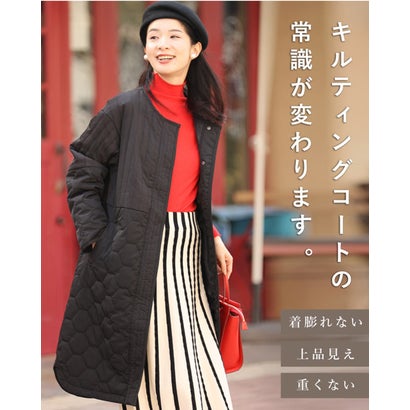 低身長さん用 太って見えない キルティングコート （アイボリー）｜詳細画像