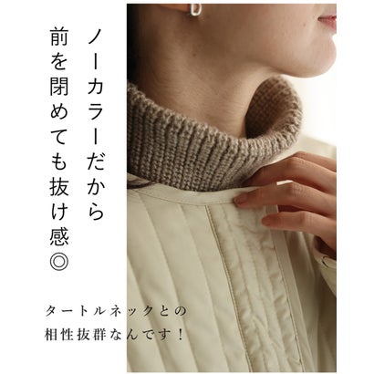 低身長さん用 太って見えない キルティングコート （アイボリー）｜詳細画像