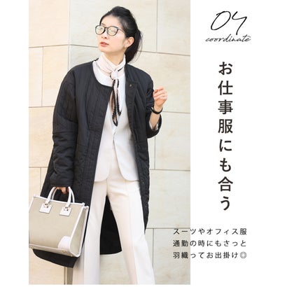 低身長さん用 太って見えない キルティングコート （アイボリー）｜詳細画像