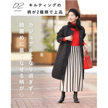 低身長さん用 太って見えない キルティングコート （ブラック）｜詳細画像