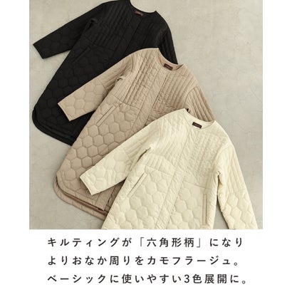 低身長さん用 太って見えない キルティングコート （ブラック）｜詳細画像