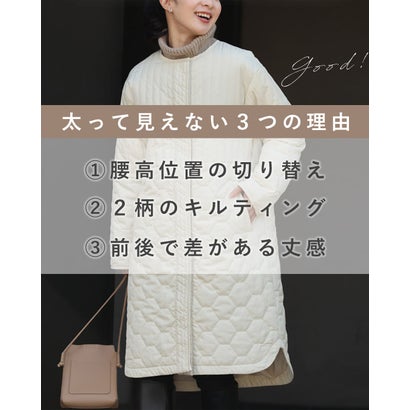 低身長さん用 太って見えない キルティングコート （ブラック）｜詳細画像