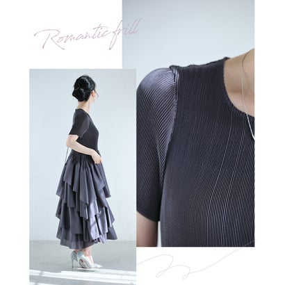 カワイイ CAWAII 半袖ver. 重なるフレア揺らめく ミディアムワンピース （ピンク）｜詳細画像