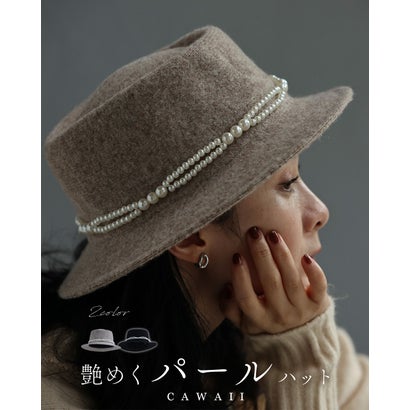 カワイイ CAWAII パール囲むフェルトハット （ベージュ）｜詳細画像