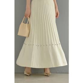 ストーン囲むラインニットロングスカート （アイボリー）