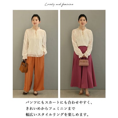 白花咲く陽だまりブラウストップス （ホワイト）｜詳細画像