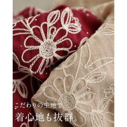 煌めく花刺繍ポワン袖 （ベージュ）｜詳細画像