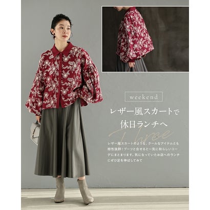煌めく花刺繍ポワン袖 （レッド）｜詳細画像