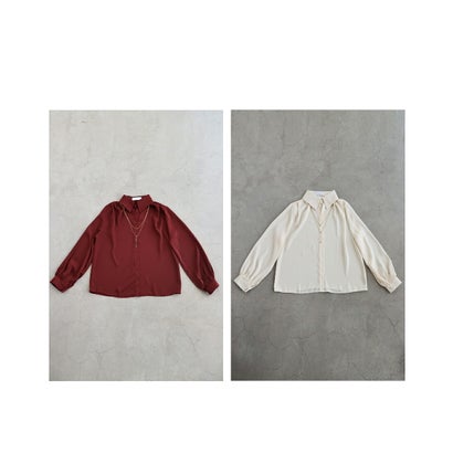 2連揺れるネックレスブラウストップス （レッド）｜詳細画像