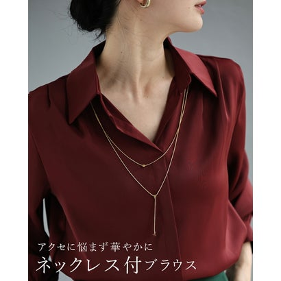 2連揺れるネックレスブラウストップス （アイボリー）｜詳細画像