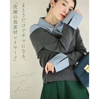 カワイイ CAWAII シャツ重ね着風プルオーバートップス （グレー）｜詳細画像
