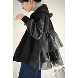 立体メッシュフレアパーカー （ブラック）
