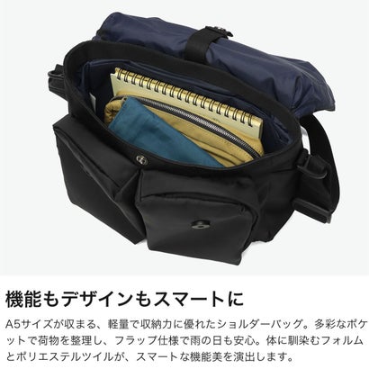ショルダーバッグ レディース メンズ 斜めがけ 軽量 ブランド 小さめ ポケット 肩掛け 横型 コンパクト スマート おしゃれ フラップ シンプル A5 Pio ピオ 5132439 （ブラック）｜詳細画像