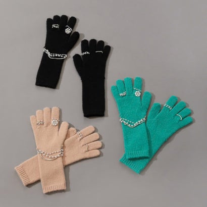 ニットビジューグローブ（Knit Bijou Gloves） （ベージュ）｜詳細画像