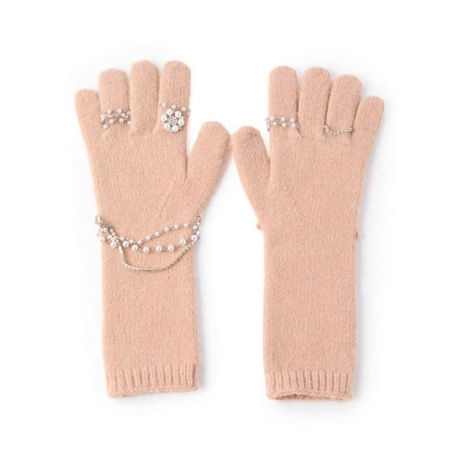 ニットビジューグローブ（Knit Bijou Gloves） （ベージュ）