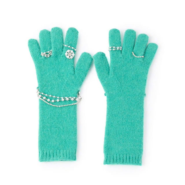ニットビジューグローブ（Knit Bijou Gloves） （ミント）