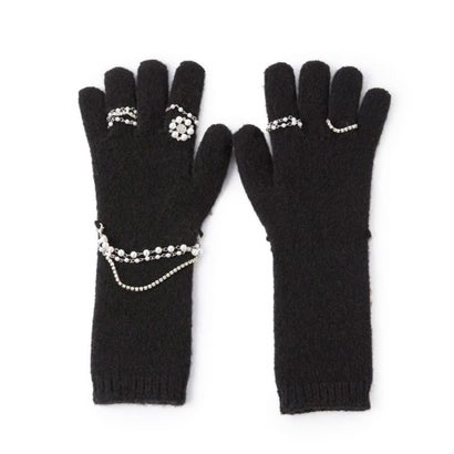 ニットビジューグローブ（Knit Bijou Gloves） （ブラック）｜詳細画像