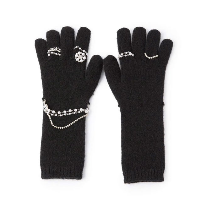 ニットビジューグローブ（Knit Bijou Gloves） （ブラック）