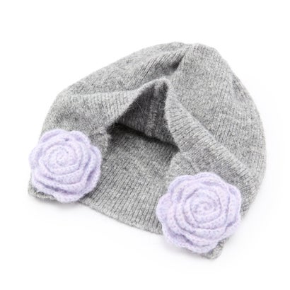 フラワーニット帽（Flower Knit Hat） （グレー）｜詳細画像