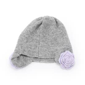 フラワーニット帽（Flower Knit Hat） （グレー）
