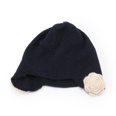 フラワーニット帽（Flower Knit Hat） （ネイビー）｜詳細画像