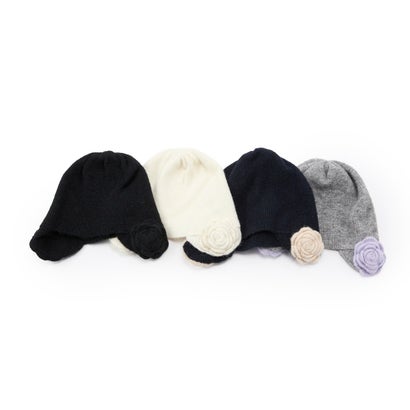 フラワーニット帽（Flower Knit Hat） （ネイビー）｜詳細画像