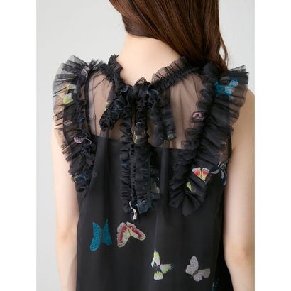 【洗える】【HANAE MORI×CELFORDコラボ】バタフライレイヤードプリントブラウス （BLK）｜詳細画像