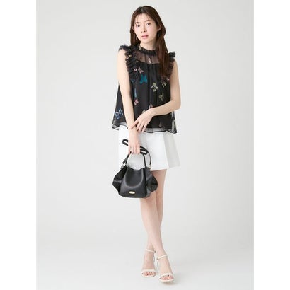 【洗える】【HANAE MORI×CELFORDコラボ】バタフライレイヤードプリントブラウス （BLK）｜詳細画像