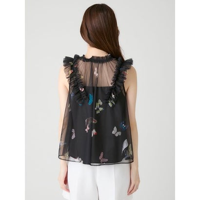 【洗える】【HANAE MORI×CELFORDコラボ】バタフライレイヤードプリントブラウス （BLK）｜詳細画像