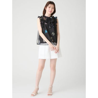 【洗える】【HANAE MORI×CELFORDコラボ】バタフライレイヤードプリントブラウス （BLK）｜詳細画像