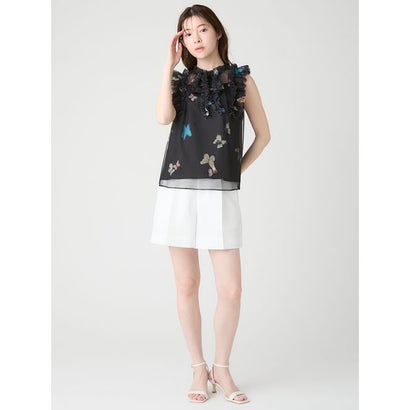 【洗える】【HANAE MORI×CELFORDコラボ】バタフライレイヤードプリントブラウス （BLK）｜詳細画像