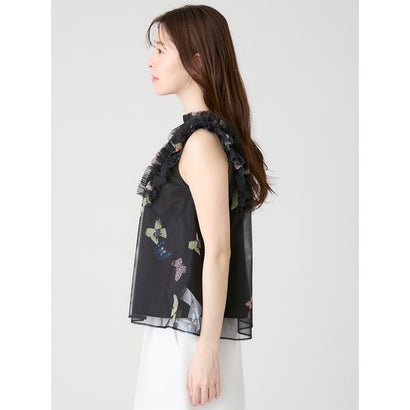 【洗える】【HANAE MORI×CELFORDコラボ】バタフライレイヤードプリントブラウス （BLK）｜詳細画像