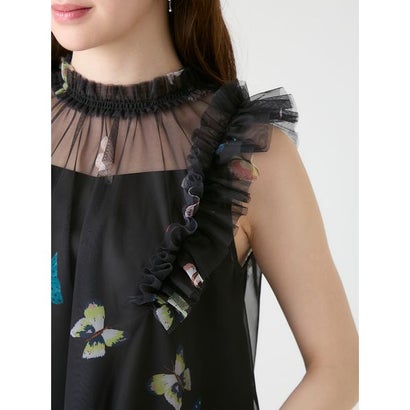 【洗える】【HANAE MORI×CELFORDコラボ】バタフライレイヤードプリントブラウス （BLK）｜詳細画像