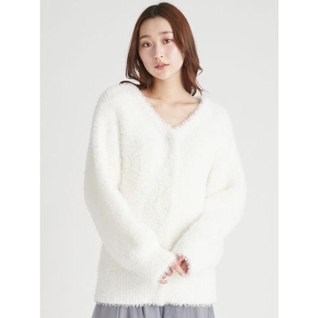 ベルト付きフラッフィーコーディガン （OWHT）