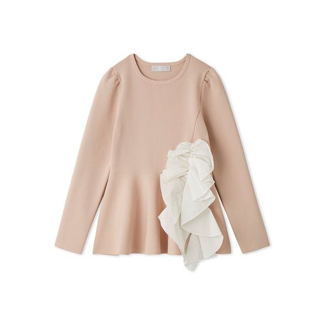 【WEB限定カラー】ラッフルデザインドッキングペプラムニット （LPNK）