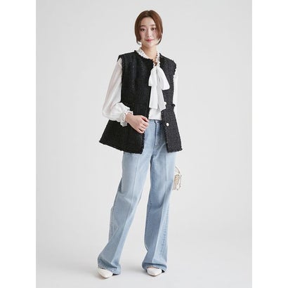 セルフォード CELFORD ベルト付きワイドストレートデニムパンツ （BLK）｜詳細画像