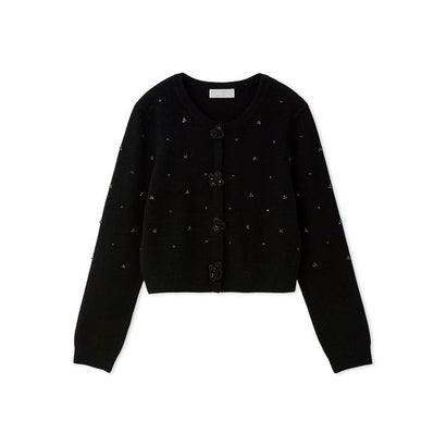 セルフォード CELFORD フラワーモチーフビジューカーディガン （BLK）｜詳細画像