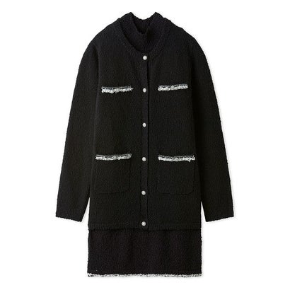 スラブヤーンミニワンピースセット （BLK）｜詳細画像