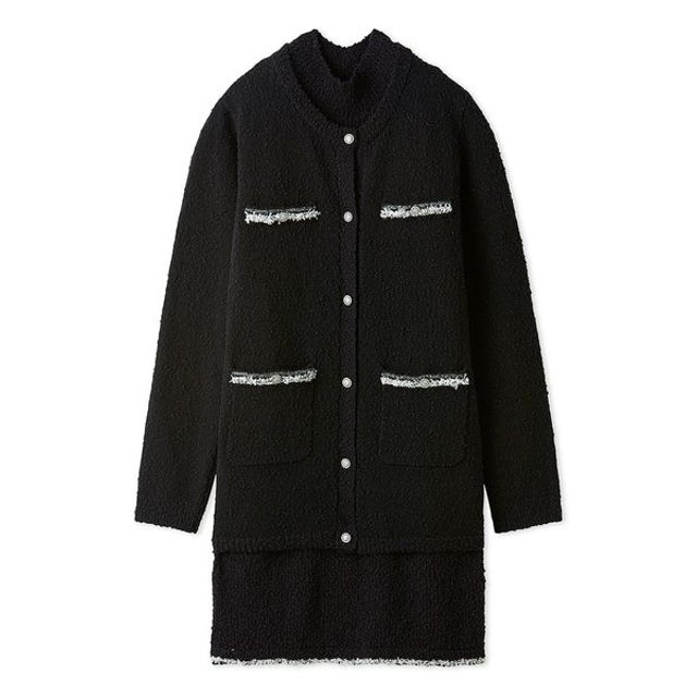スラブヤーンミニワンピースセット （BLK）