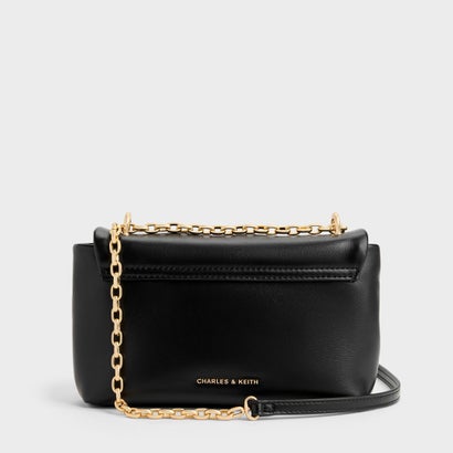 チャールズ アンド キース CHARLES & KEITH Halsey ホールジー ルーシュド チェーン ショルダーバッグ （Black）｜詳細画像
