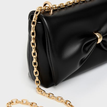 チャールズ アンド キース CHARLES & KEITH Halsey ホールジー ルーシュド チェーン ショルダーバッグ （Black）｜詳細画像