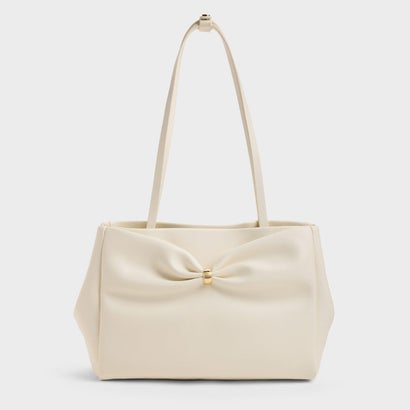 チャールズ アンド キース CHARLES & KEITH Halsey ホールジー ルーシュド トートバッグ （Cream）｜詳細画像